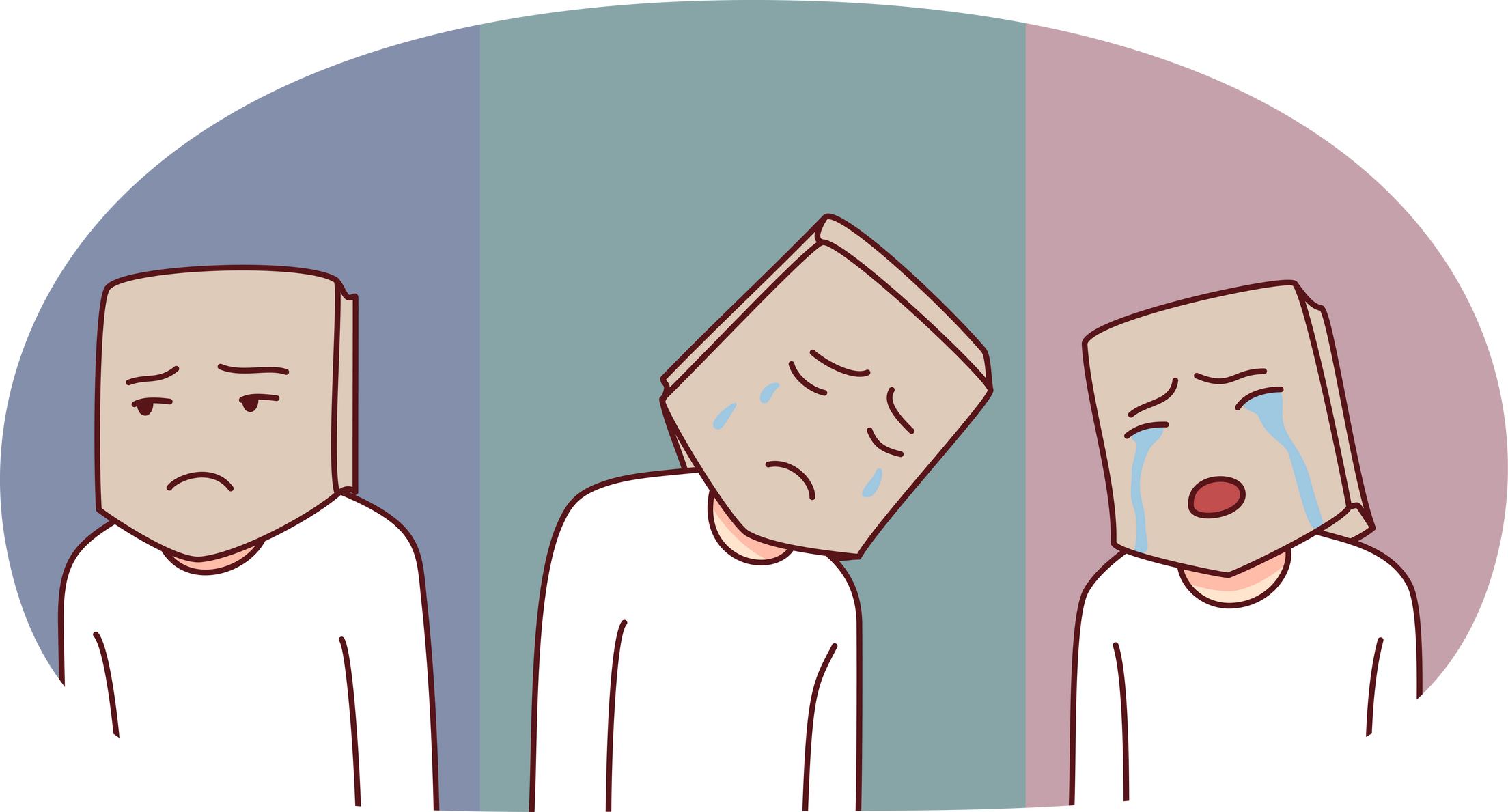 Person head in paper bad suffering from psychological problems